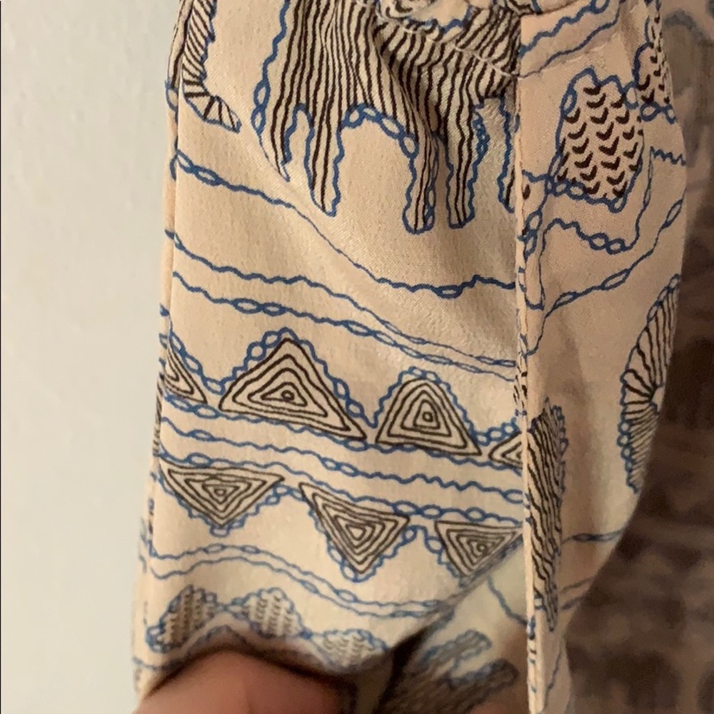 Beige And Blue Patterned Spaghetti String Dress - image 5